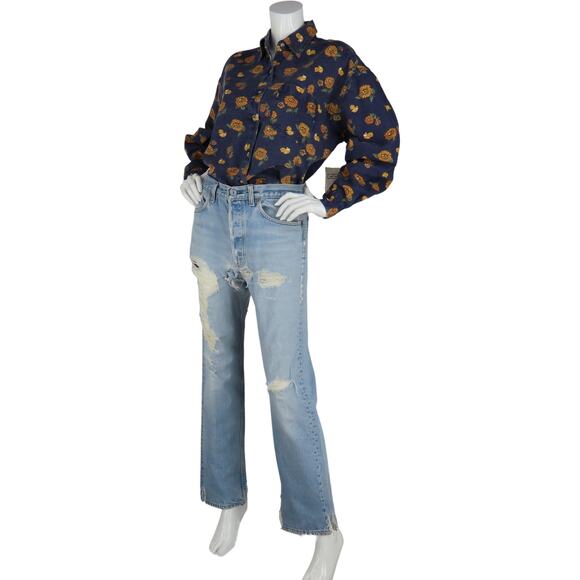 80s Vintage Levi's 501 Distressed Light Wash High Waisted Boho Denim Jeans 31 - Picture 11 of 13